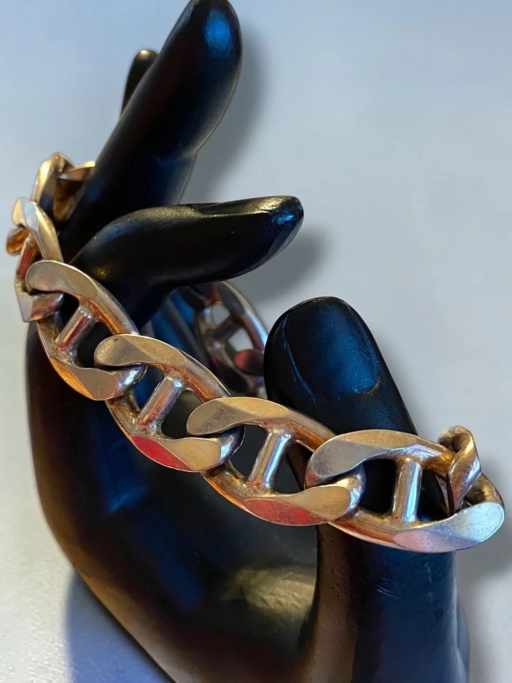 Estate MENS Sterling Silver 925 HEAVY 1/2” Wide MARINER Gucci Link 8.5” Bracelet